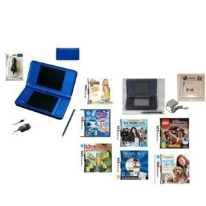 Nintendo DSi XL Console + 7 Games +New Earbuds & New Car Charger